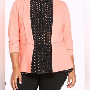 Torrid Open Front Cutaway Coral Ruched Sleeve Blazer Size 2 (2XL)